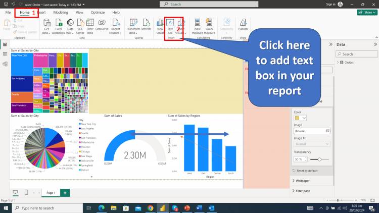 Text box in Home Ribbon in Power BI and select specific option from your Chart: Title of your Report. Lesson-6 P-3