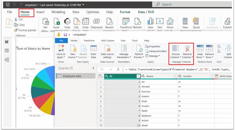 Cleaning data in Power BI: Transform (Edit) Data: Remove and Keep Columns Lesson-5-P2