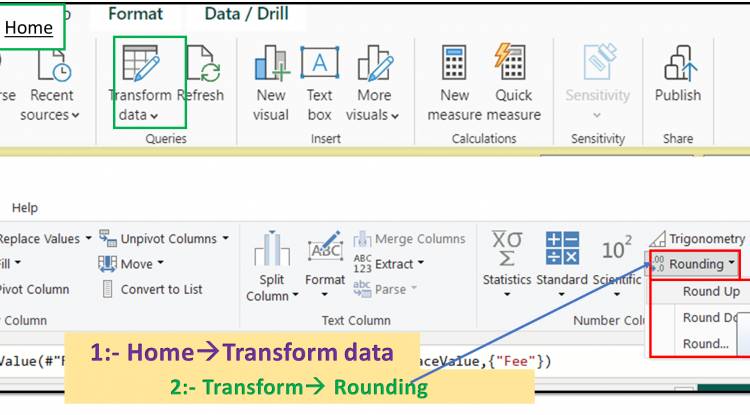 Transform Tab in Query Editor: The "Rounding" option in Power BI's Query Editor: Lesson-7 P-11