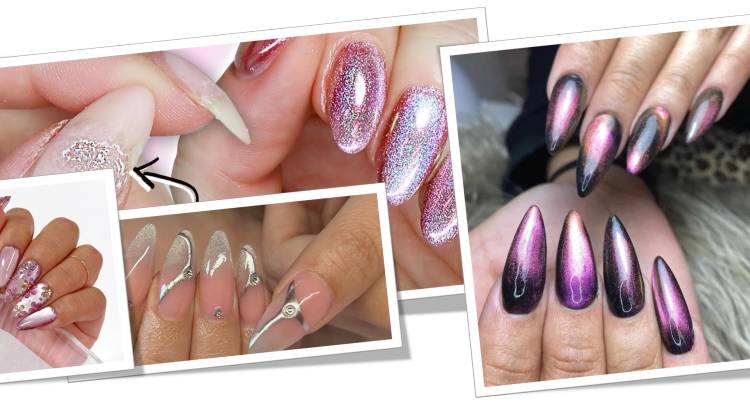 Chrome Nails and Cat Eye Nail
