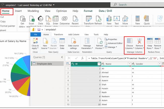 Cleaning data in Power BI: Transform (Edit) Data: Remove and Keep Columns Lesson-5-P2