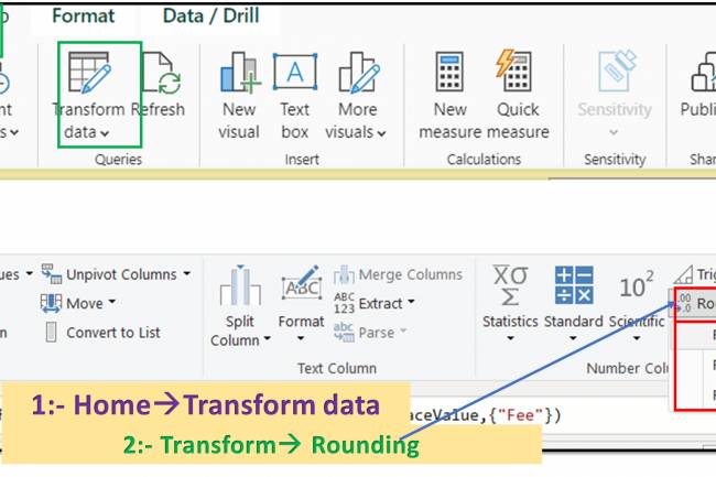 Transform Tab in Query Editor: The "Rounding" option in Power BI's Query Editor: Lesson-7 P-11