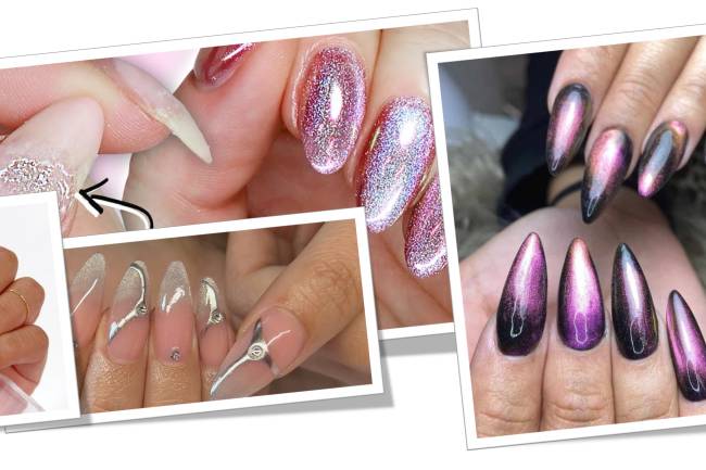Chrome Nails and Cat Eye Nail